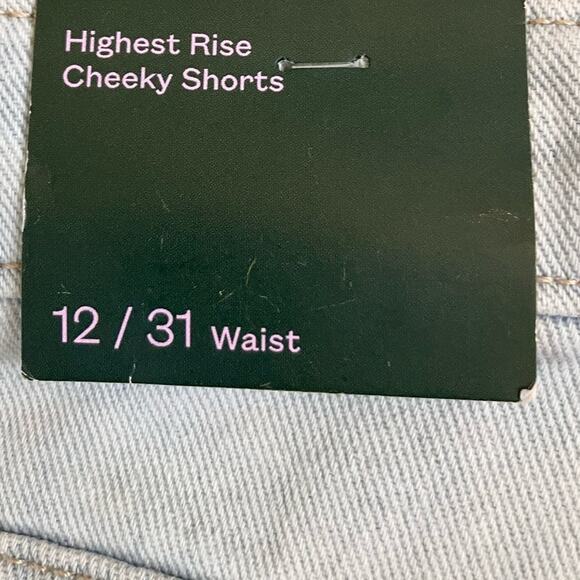 New Wild Fable Light Wash Highest Rise Cheeky Denim Shorts 12 - Picture 5 of 5